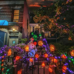 Halloween decorations at a home in Queens, NY