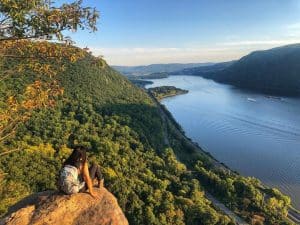 Person on lookout at Breakneck Ridge Trail