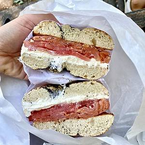 Lox and cream cheese bagel from Tompkins Square Bagels in NYC.