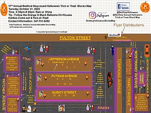 Map of best places to trick or treat in Bedstuy