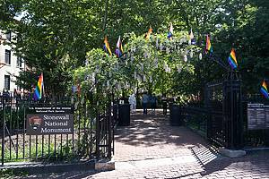 New York, NY, USA - June 4, 2022: Christopher Park, which is part of the Stonewall National Monument in Greenwich Village. 