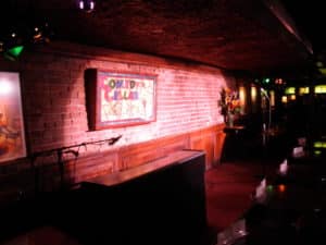 The Comedy Cellar stage, one of the locations that the "Louie" show is filmed.