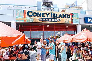 People standing outside at Coney Island Brewery 