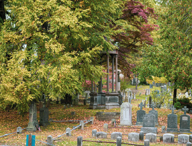 Cemetery in Sleepy Hollow during autumn