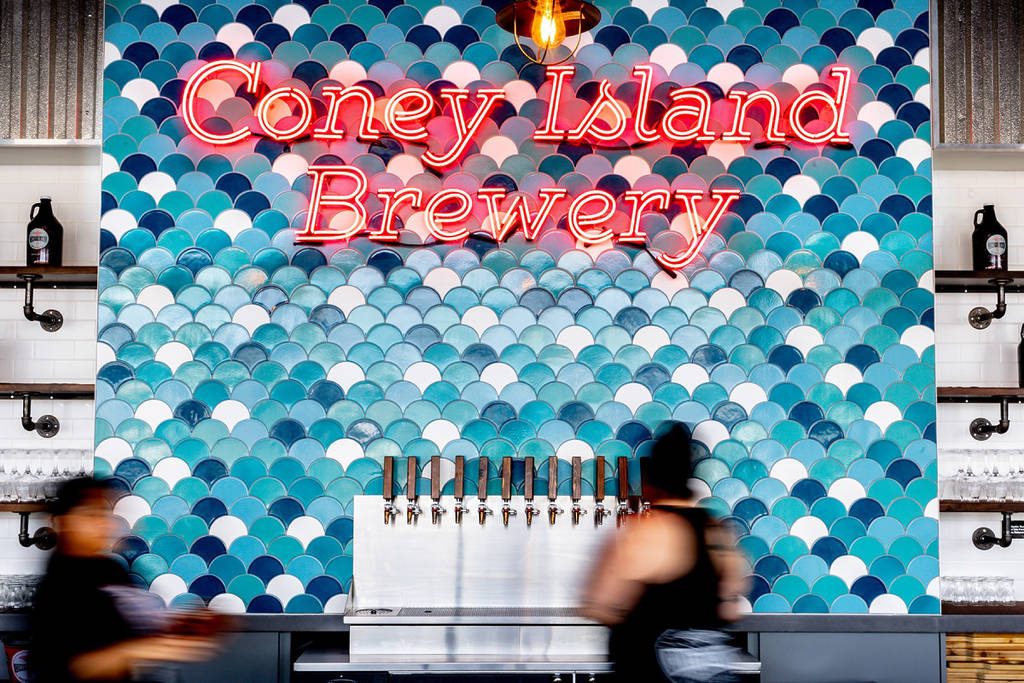 Interior photo of the bar at Coney Island Brewery