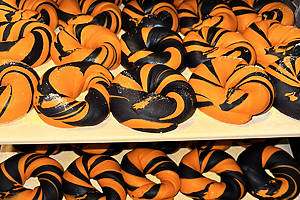 Black and orange marbled Halloween bagels – Liberty Bagels' Halloween bagel