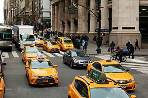 Yellow taxi cabs on the street in NYC