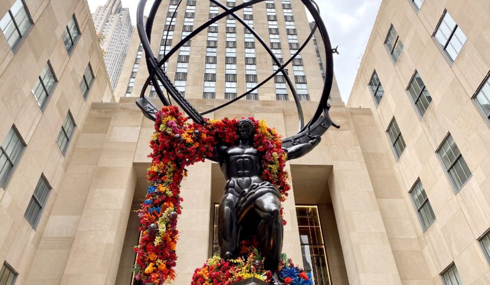 A Stunning Floral Installation Has Taken Over Rockefeller Center’s Atlas Statue