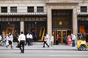 New York, New York, USA - September 13, 2011: Flagship store of Saks & Company on Fifth Avenue in New York City. Saks is a well known high end department store chain. This is their flagship location.