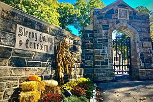 Entrance to Sleepy Hollow Cemetery, one of the best Halloween Towns Near NYC