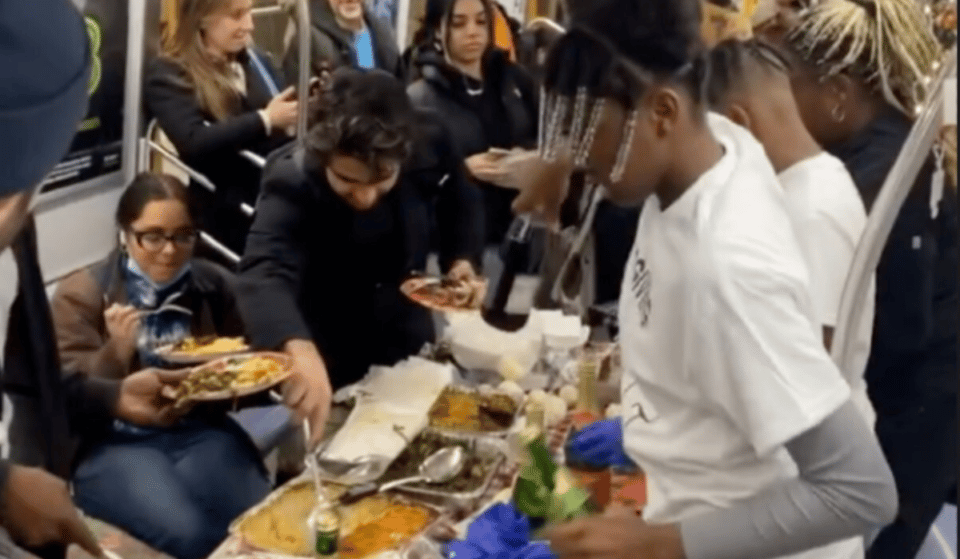 Every New Yorker Was Family At This Thanksgiving Feast That Took Over The L-Train Tuesday Night